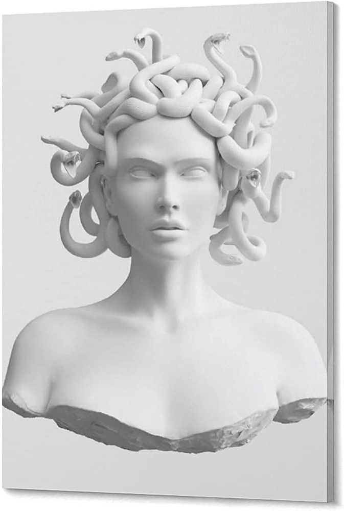 Medusa Wood Wall Art With Well Liked Amazon: Ecxcger Medusa Statue White Abstract Poster Art Paintings Canvas  Picture Living Room Prints Wall Decor Posters For Boys Room  12x18inch(30x45cm): Posters & Prints (Photo 14 of 15)