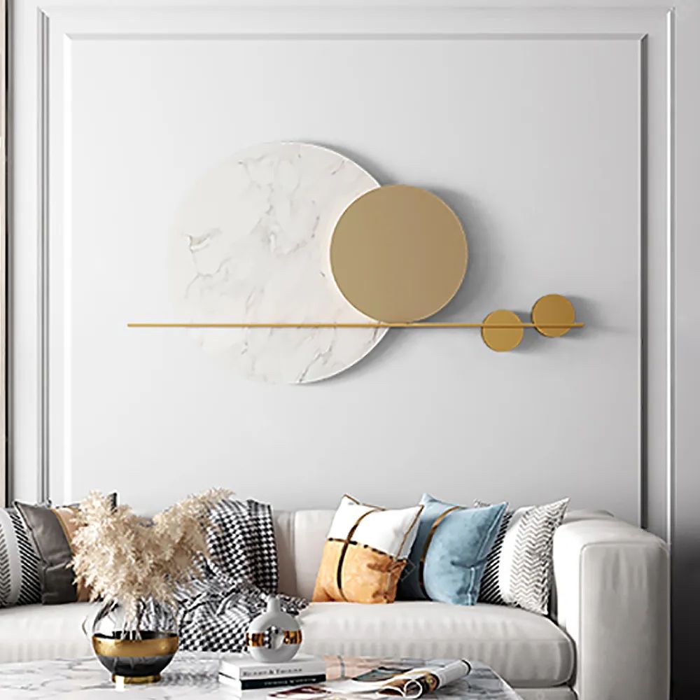 Modern Geometric Wall Art With Most Recently Released Modern Geometric Wall Decor Round Metal Wall Art In Gold & White Homary (View 8 of 15)