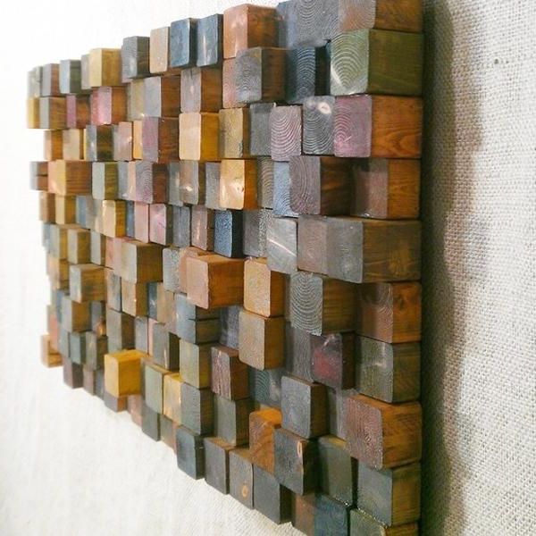 Modern Wall Decoration Patterns Created With Pixel Techniques And Wood  Mosaic (View 3 of 15)