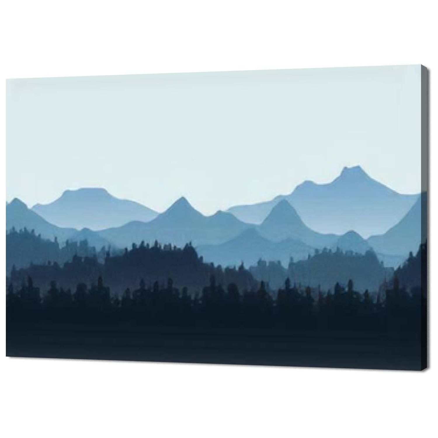 Most Current Amazon: Canvas Wall Art Prints Realistic Of Mountain Landscape With  Hills And Coniferous Forest Under Paintings Poster Artwork Home Decor Ready  To Hang For Living Room Bedroom Dining Room 20 X 30 For Mountains And Hills Wall Art (View 10 of 15)