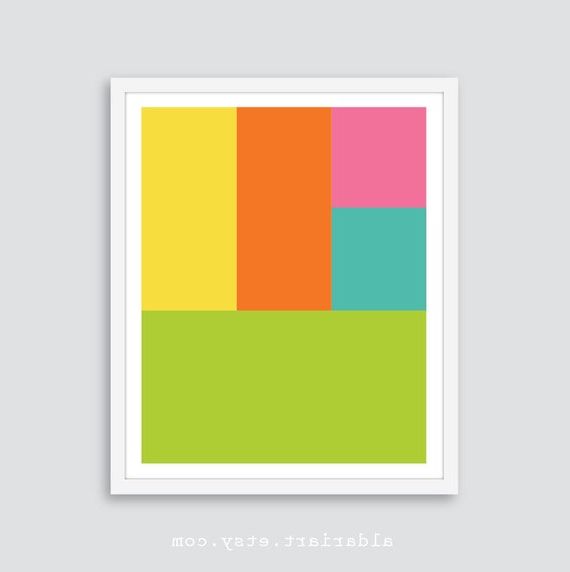 Most Current Color Block Wall Art Within Colorblock Art Prints Geometric Art Prints Color Block Wall – Etsy France (View 4 of 15)