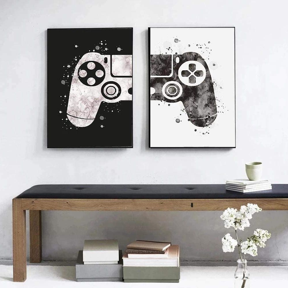Most Current Games Wall Art With Black And White Video Game Wall Art Posters And Prints Canvas Paintings  Pictures Living Room No Frame (16x24inchx2 Unframed) : Amazon (View 2 of 15)
