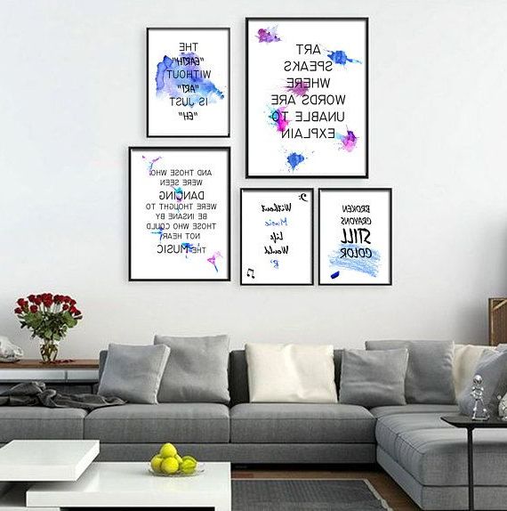 Most Current Inspired Wall Art Pertaining To Inspirational Art Quote Wall Prints Set Of 5 Artsy Wall – Etsy (View 11 of 15)