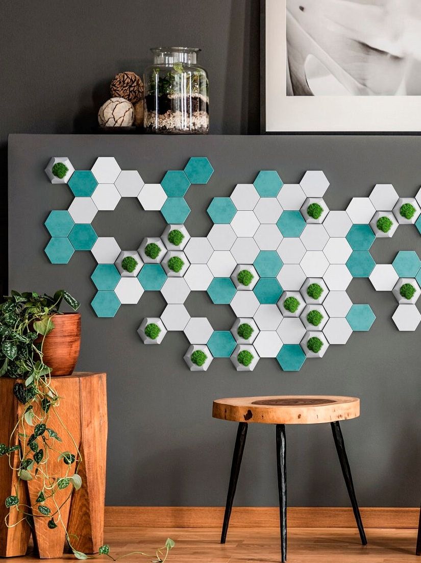 Most Current Office Wall Installation Hexagon Wall Art Concrete Wall Decor – Etsy Canada Regarding Concrete And Wood Wall Art (View 12 of 15)