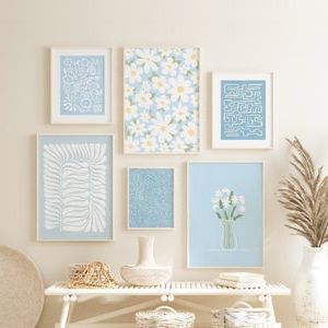Most Current Soft Blue Wall Art Within Sky Blue Wall Art Set Of 6 Boho Prints Digital Download – Etsy (View 5 of 15)