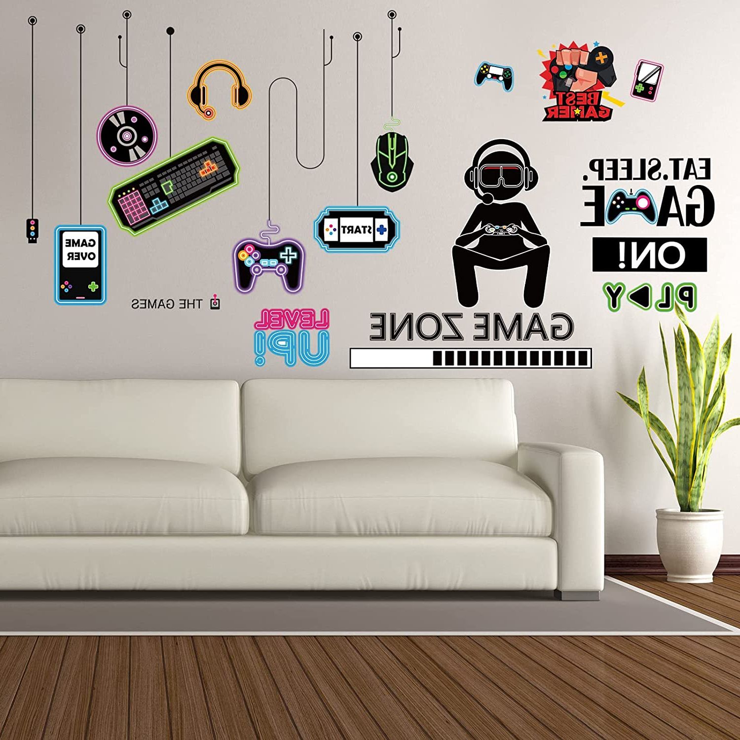 Most Popular Buy 2 Sheets Game Room Decoration Video Game Room Wall Stickers Big Sizes  Gamer Wall Decal Stickers Game Boy Decal Wallpaper Game Wall Art For Boy  Men Playroom Bedroom Living Room Wall For Games Wall Art (View 12 of 15)
