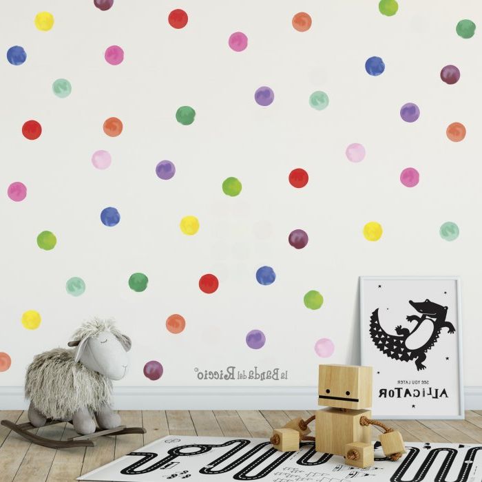 Most Popular Dots Wall Art With Wall Decals Polka Dots Rainbow Watercolour (View 3 of 15)