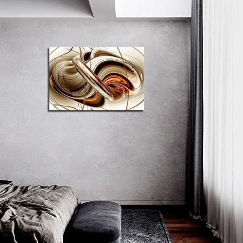 Most Recent Amazon: First Wall Art – Abstract Orange White Lines Wall Art Painting  The Picture Print On Canvas Abstract Pictures For Home Decor Decoration  Gift: Posters & Prints Intended For Lines Wall Art (Photo 14 of 15)