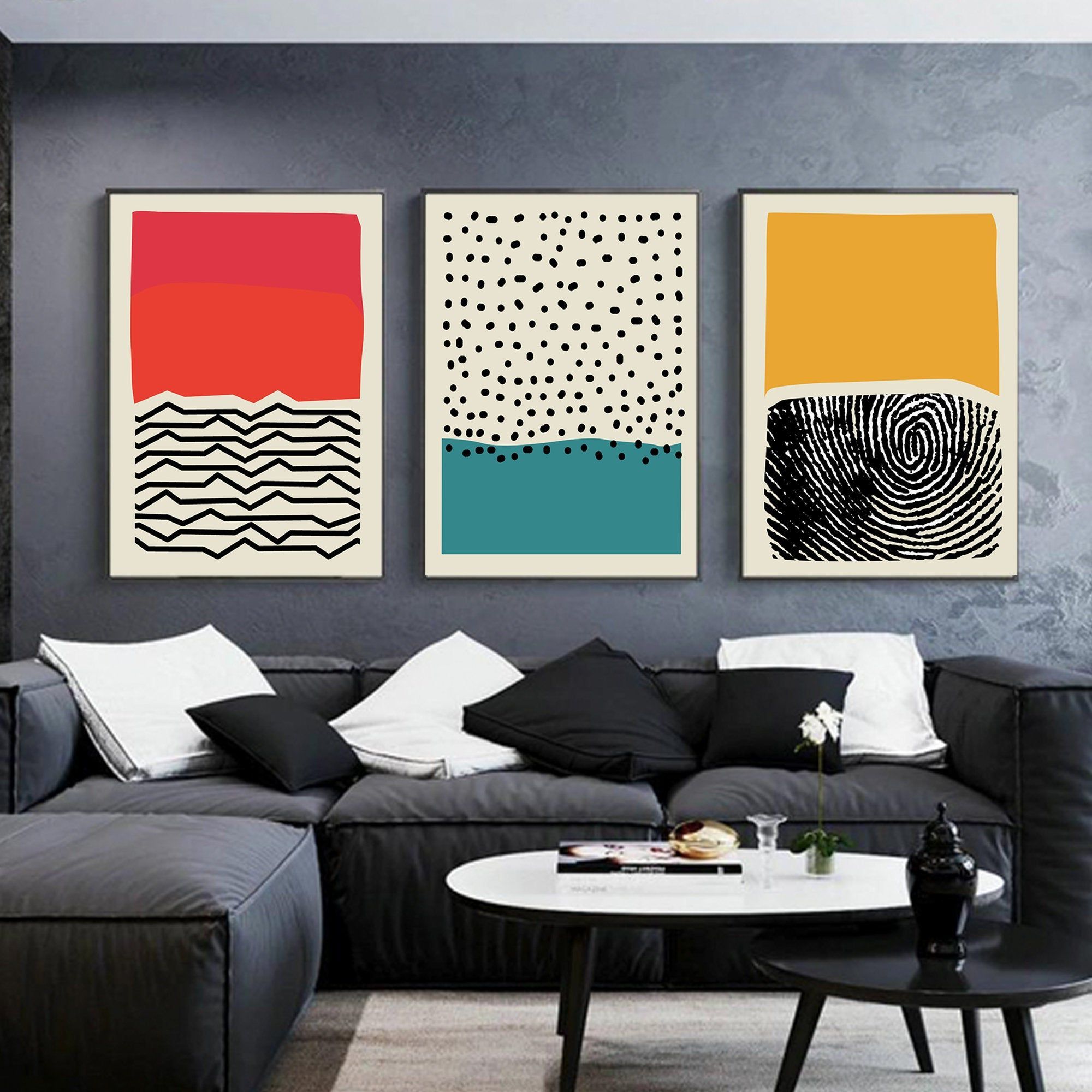 Most Recent Color Block Wall Art Inside Abstract Color Block Wall Art, Set Of 3 Home Decor, Digital Download  Printable Art For Housewarming Gift (Photo 6 of 15)