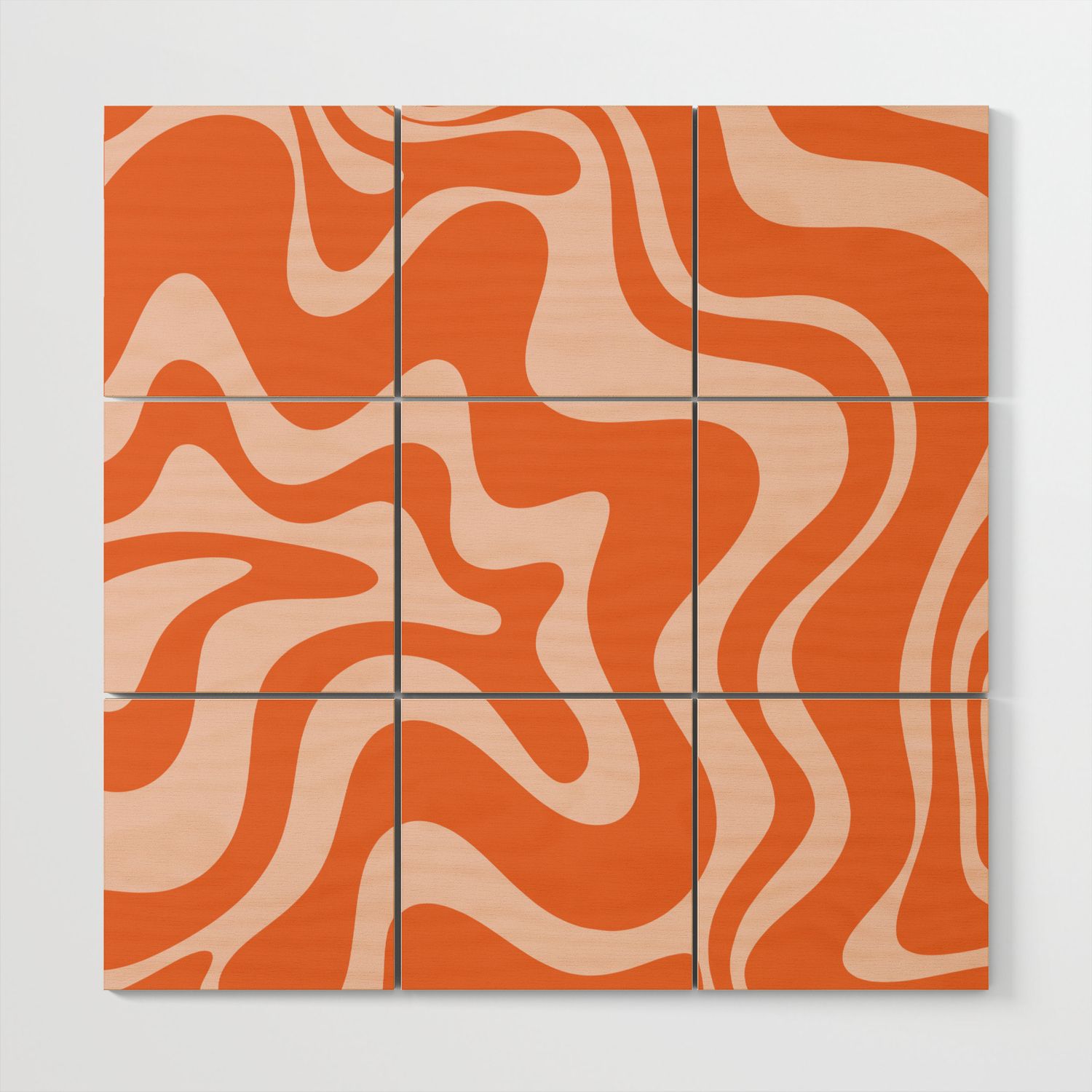 Most Recent Liquid Swirl Wall Art Inside Retro Liquid Swirl Abstract Pattern In Orange And Pale Blush Pink Wood Wall  Artkierkegaard Design Studio (View 5 of 15)
