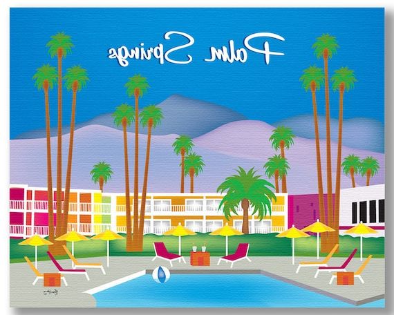 Most Recent Palm Springs Art Print Skyline Palm Srings Retro Wall Decor – Etsy France In Palm Springs Wall Art (View 12 of 15)
