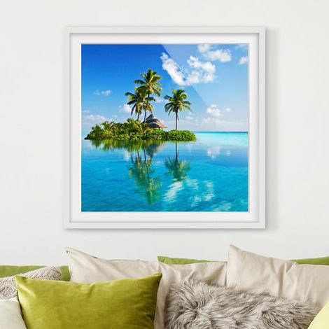 Most Recent Poster Encadré – Tropical Paradise Dimension Hxl: 50cm X 50cm, Couleur  Cadre: Chêne In Tropical Paradise Wall Art (Photo 11 of 15)