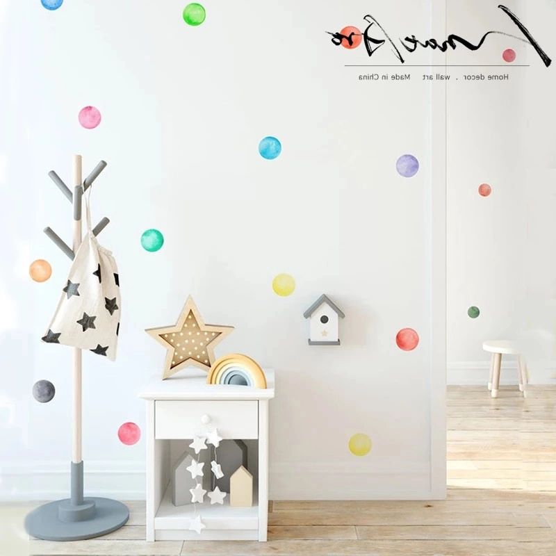 Most Recent Watercolor Dots Wall Stickers, Rainbow,dot Wall Stickers Wall Stickers Kids  Room Decor Modern Home Decoration Wall Art Baby Diy – Wall Stickers –  Aliexpress Throughout Dots Wall Art (View 10 of 15)