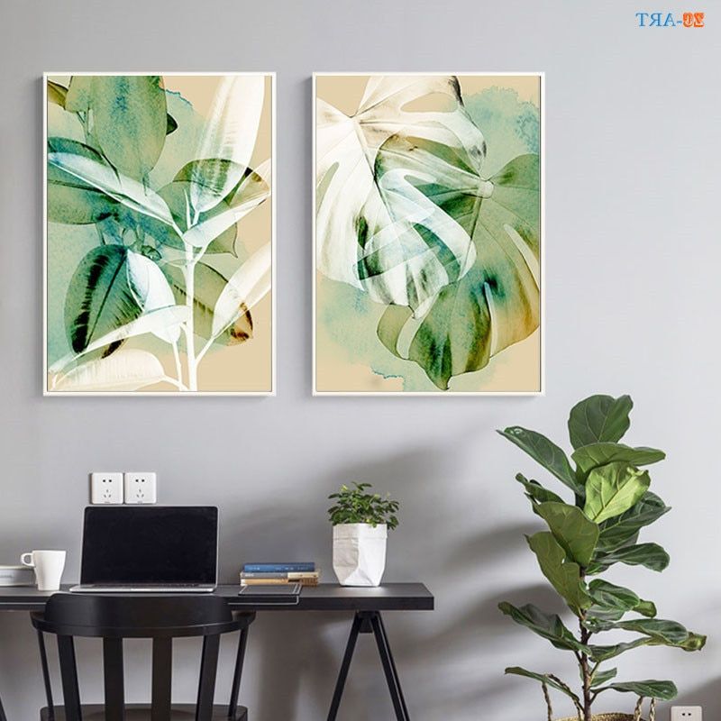 Most Recently Released Abstract Botanical Prints Poster Tropical Leaf Canvas Painting Wall Art  Wall Paintings For Living Room Decoration Picture – Painting & Calligraphy  – Aliexpress Pertaining To Abstract Tropical Foliage Wall Art (View 10 of 15)