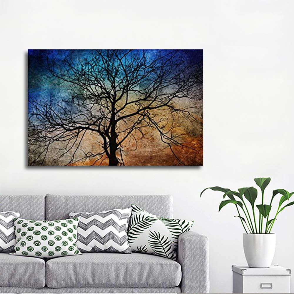 Most Recently Released Colorful Branching Wall Art Regarding Amazon: Wall26 – Canvas Wall Art – Black Tree Branches On Abstract  Colorful Background – Gallery Wrap Modern Home Art (View 3 of 15)