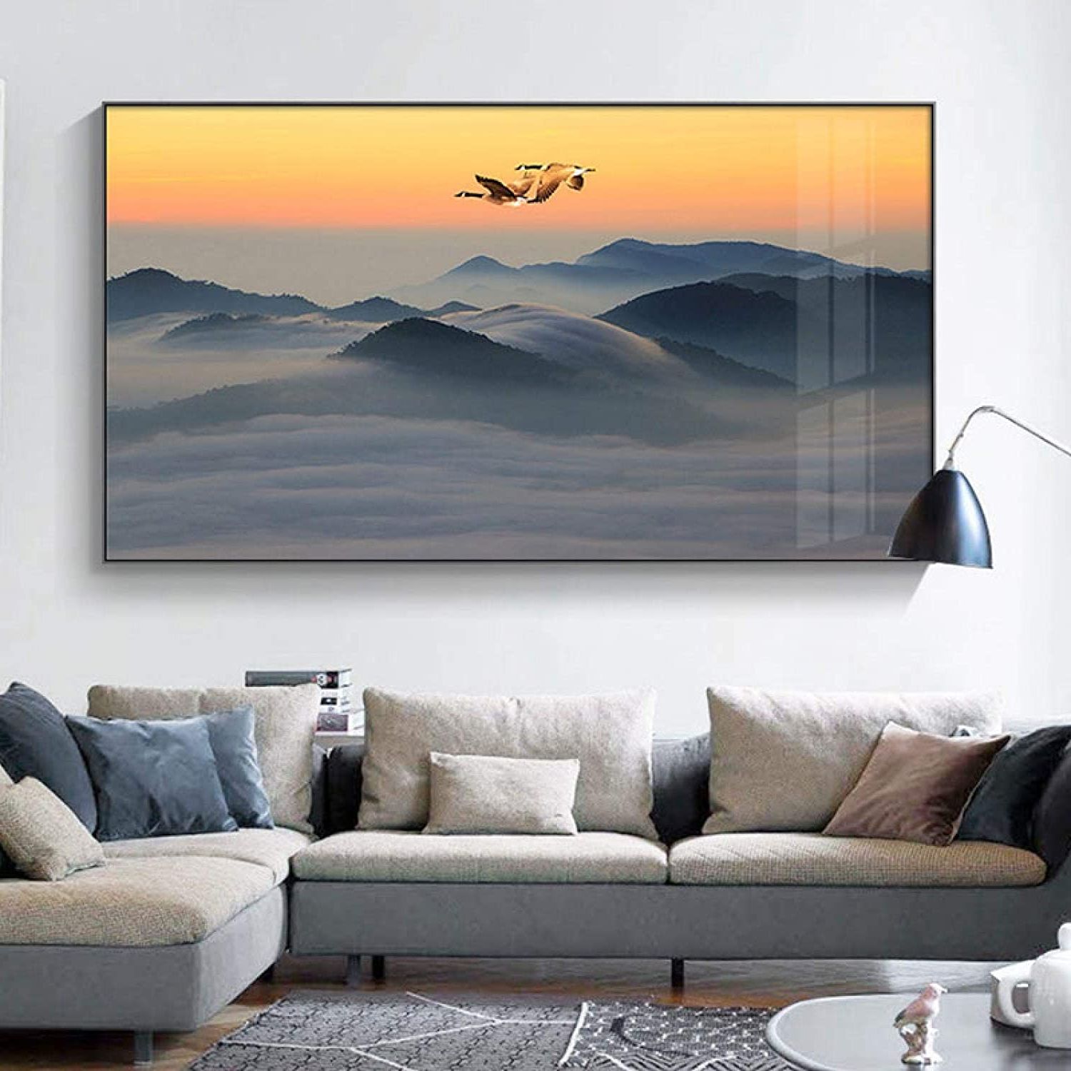 Most Recently Released Splendid Scenery Poster Sunrise Wall Pictures For Living Room Mountains  With Clouds And Birds Canvas Painting Modern Home Decoration Wall Art  Prints : Amazon (View 15 of 15)