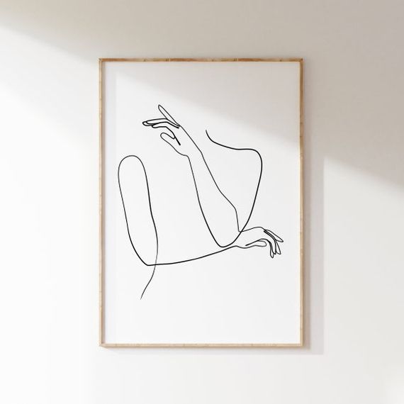 Most Up To Date Abstract Female Hands Line Drawing Printable Hands Wall Art – Etsy Italia For Line Abstract Wall Art (Photo 7 of 15)