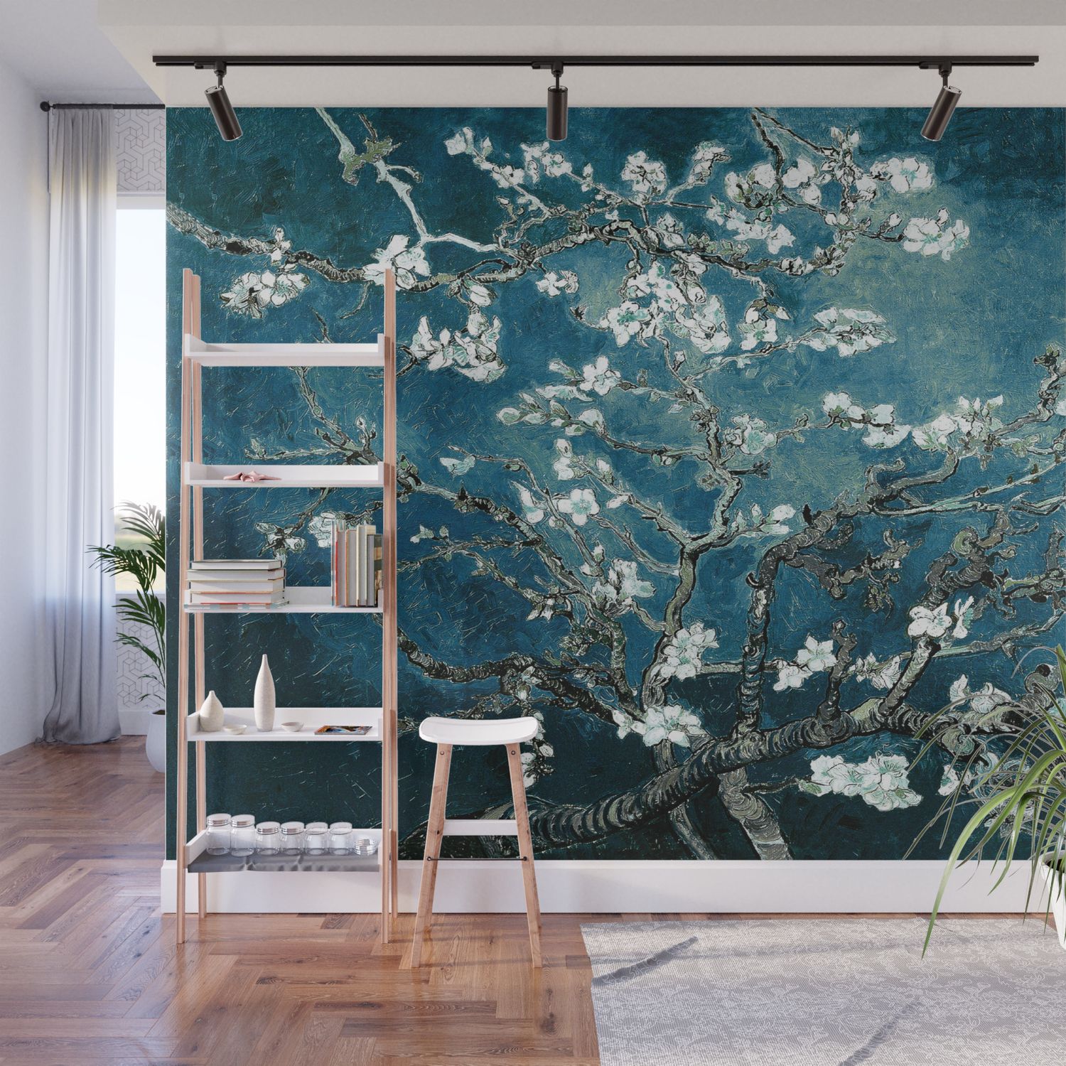 Most Up To Date Almond Blossoms Wall Art In Van Gogh Almond Blossoms : Dark Teal Wall Muralpurevintagelove (Photo 15 of 15)