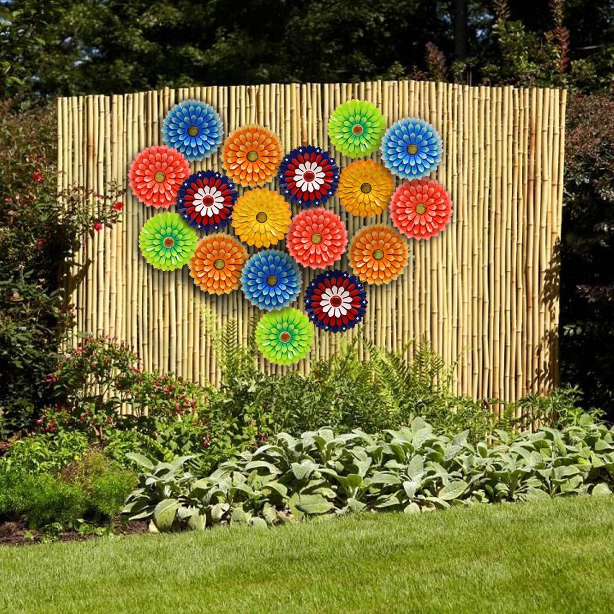 Most Up To Date Flower Garden Wall Art With Goodeco Wrought Iron Art Wall Decor Metal Flower Hanging Wall Mural Craft  Decorations Home Livingroom Garden Outdoor Ornaments (View 2 of 15)