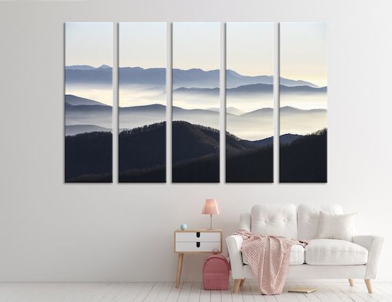 Mountains In The Fog Wall Art Throughout Trendy Endless Mountains Wall Art Calm Wall Decor Foggy Canvas Calm – Etsy (View 8 of 15)