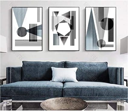 Newest Lines Wall Art With Modern Minimalist Sketch Geometric Lines 3 Pieces Decorative Paintings  Modular Picture Wall Art Canvas Painting For Living Room No Framed :  Amazon.it: Casa E Cucina (Photo 11 of 15)