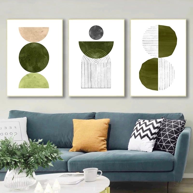 Newest Olive Green Wall Art Pertaining To Olive Green Abstract Watercolor Painting Canvas Prints Mid Century Modern  Gallery Wall Art Picture Nordic Poster Home Room Decor – Painting &  Calligraphy – Aliexpress (View 3 of 15)