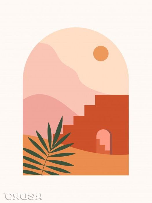 Newest Papier Peint Abstract Contemporary Aesthetic Background With Desert  Landscape, Sur Mesure • • Redro (View 11 of 15)