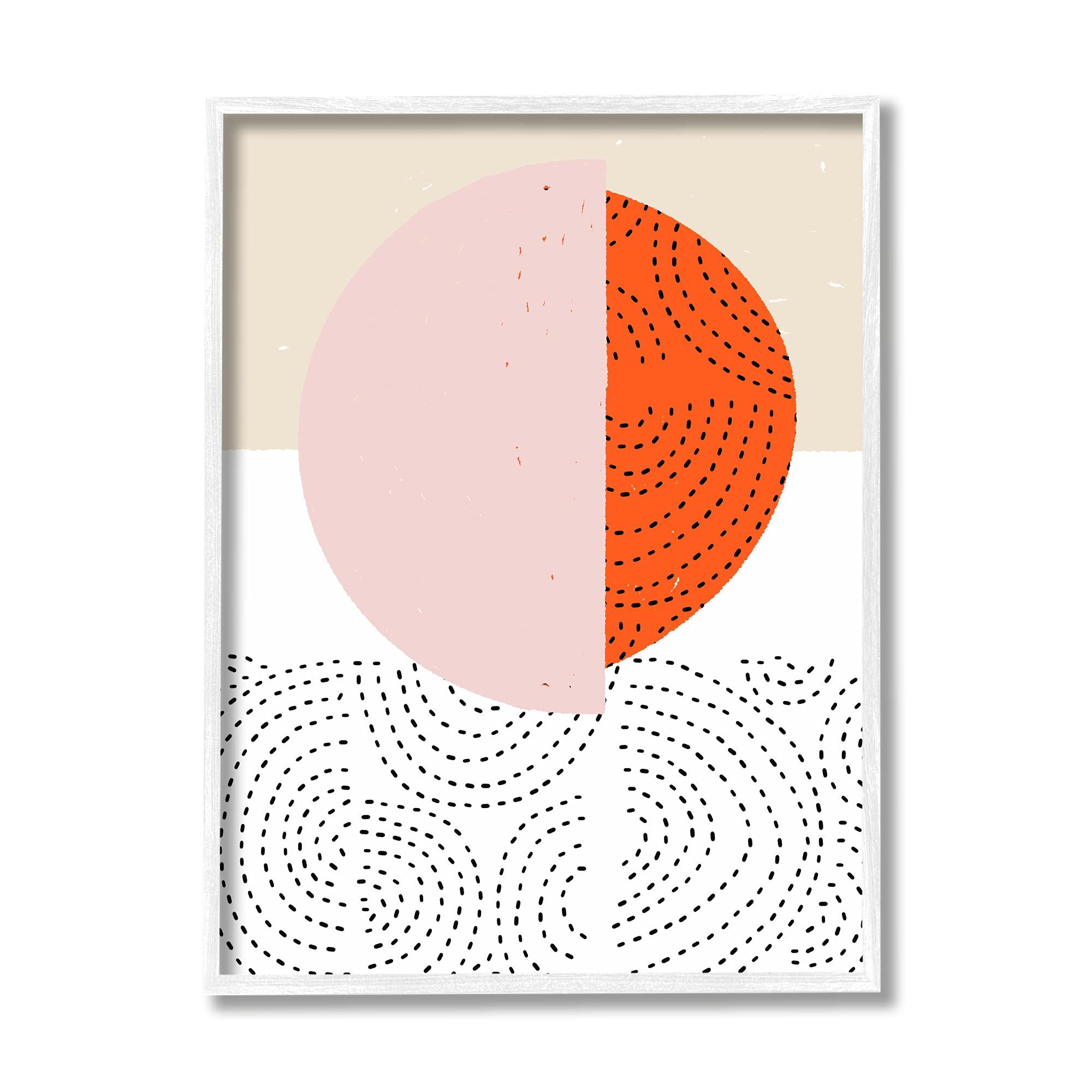 Newest Sun Abstraction Wall Art Pertaining To Amazon: Stupell Industries Asymmetrical Sun Horizon Geometric  Abstraction Dotted Lines, Designedjen Bucheli White Framed Wall Art, 16  X 20, Orange : Clothing, Shoes & Jewelry (View 15 of 15)