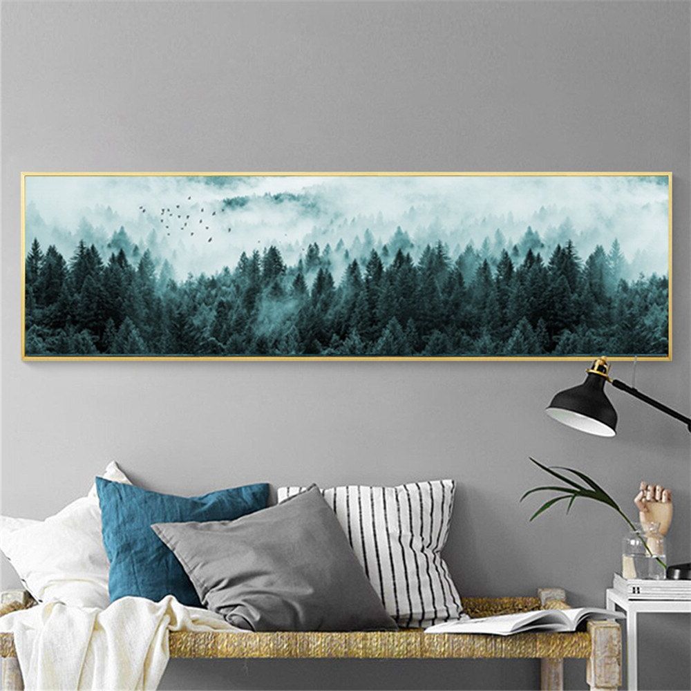 Nordic Minimalist Foggy Pine Forest Canvas Wall Art Dark Landscape Misty Trees  Painting Large Living Room Bedroom Bedside Decor – Nordic Wall Decor For 2017 Pine Forest Wall Art (View 15 of 15)