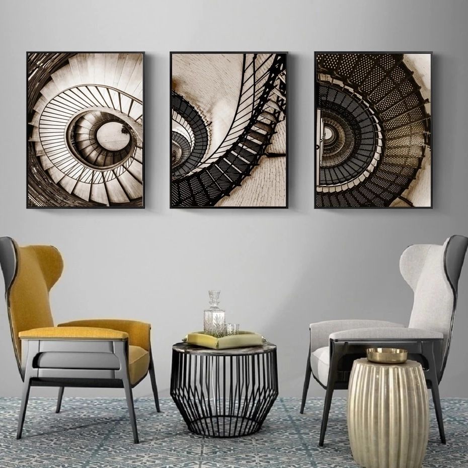 Nordic Spiral Staircase Wall Posters And Prints Architectural Wall Art  Canvas Paintings Pictures For Living Room Decoration – Painting &  Calligraphy – Aliexpress With Regard To Current Spiral Circles Wall Art (View 13 of 15)