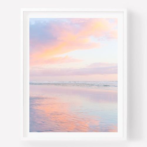 Ocean Print Pastel Sunset Beach Photography Large Wall Art – Etsy India Inside Current Pastel Sunset Wall Art (View 1 of 15)