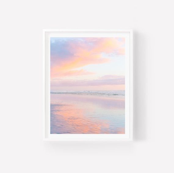 Ocean Print Pastel Sunset Beach Photography Large Wall Art – Etsy With Regard To 2018 Pastel Sunset Wall Art (View 5 of 15)