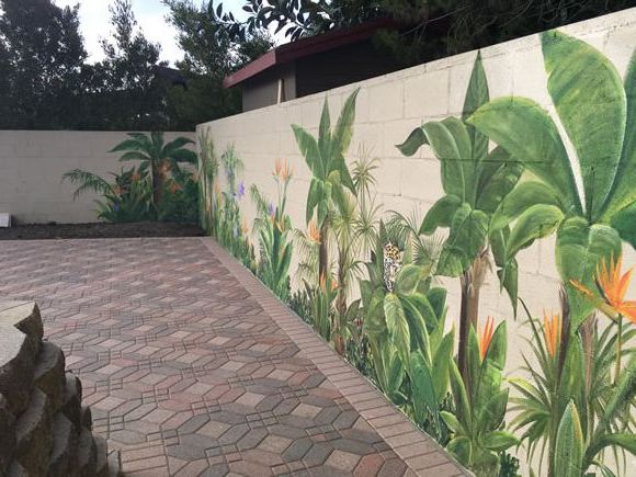 Outdoor Mural Tropical Themed With Animals Marina Del Ray Ca (Photo 12 of 15)