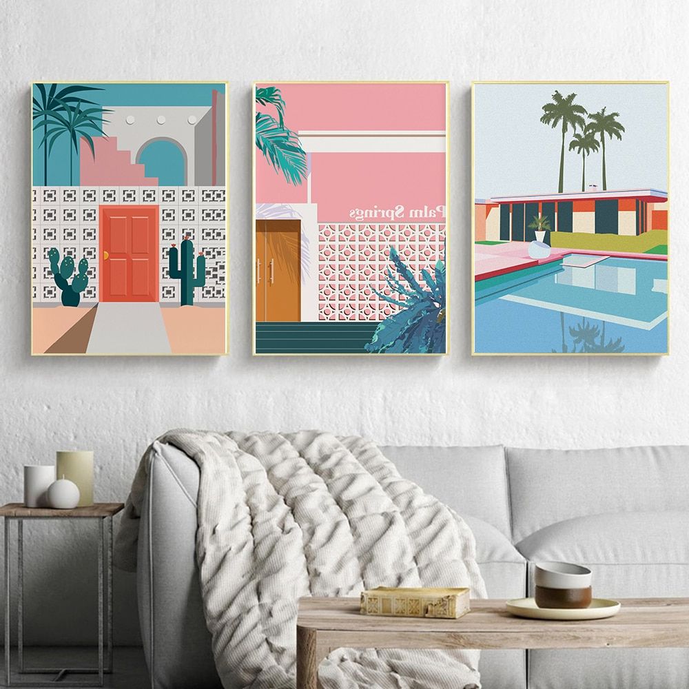 Palm Springs Retro Art Prints Exhibition Vintage Canvas Poster California Artwork  Painting Wall Picture For Living Room Wall Art – Painting & Calligraphy –  Aliexpress With 2017 Palm Springs Wall Art (View 13 of 15)