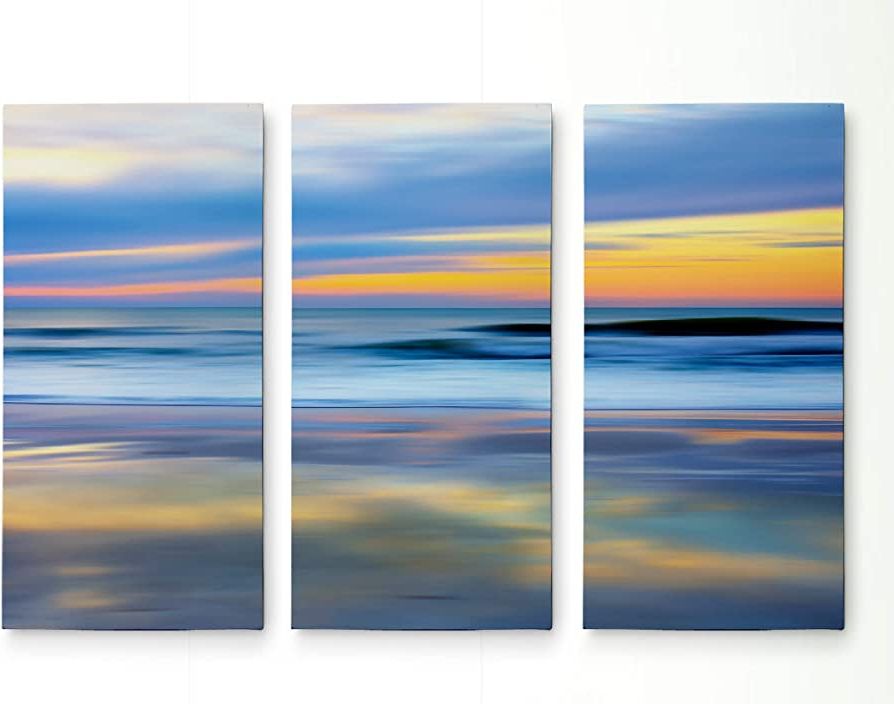 Pastel Sunset Wall Art Pertaining To Widely Used Amazon: Renditions Gallery 3 Panel Sunset Art ' Pastel Sunset' Wall Art  Wall Décor For Home, Office, Bedroom, Living Room 40x60 : Home & Kitchen (View 11 of 15)
