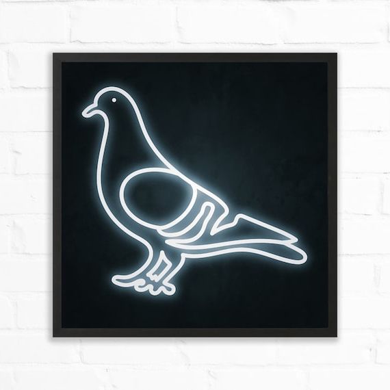 Pigeon Wall Art In Most Current Stampa Neon Pigeon Art. Wall Art. Arte Moderna Di Metà Secolo (View 6 of 15)