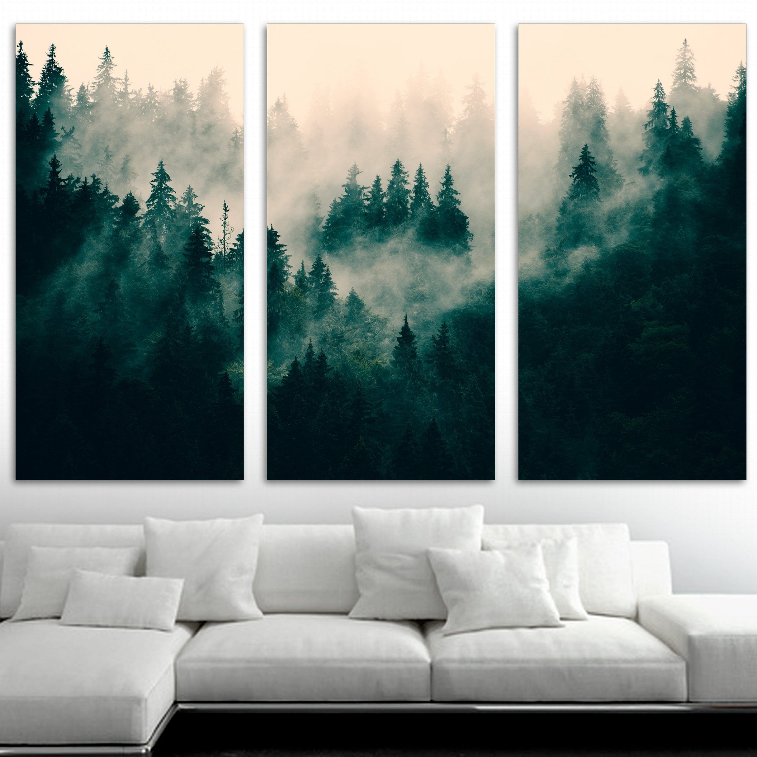 Pine Forest Wall Art Regarding Popular Foggy Forest Wall Art Canvas Print (View 2 of 15)
