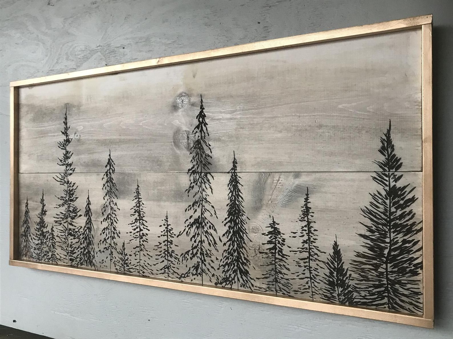 Pine Tree Painting, Pine  Tree Art, Cabin Wall Art Throughout Pine Forest Wall Art (View 6 of 15)