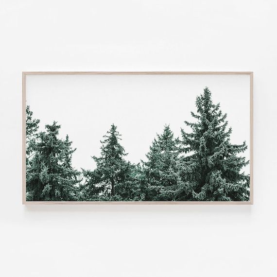 Pine Trees Tv Art Pine Trees Art Print Art For Tv Frame Art – Etsy France Throughout 2017 Pine Forest Wall Art (View 4 of 15)