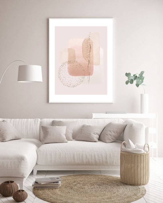 Pink Gold Glitter & Cream Wall Art / Abstract Wall Art / – Etsy Italia With Popular Cream Wall Art (View 3 of 15)