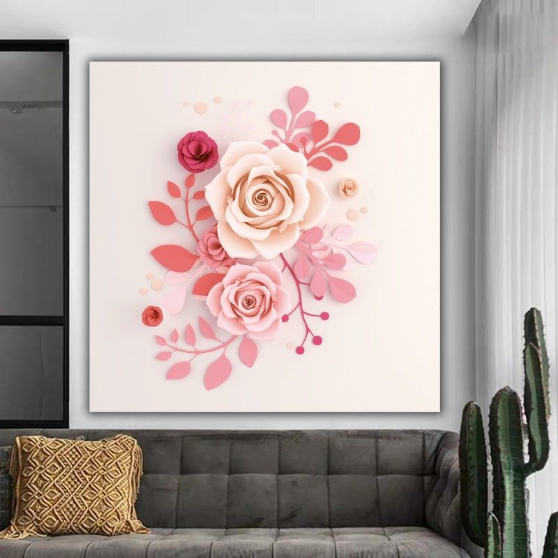 Pink Rose Wall Art, Flowers Canvas, Luxury Flowers Wall Decor, Rose Art,  Floral Wall Art, Flower Print, With Regard To Most Recent Roses Wall Art (Photo 8 of 15)