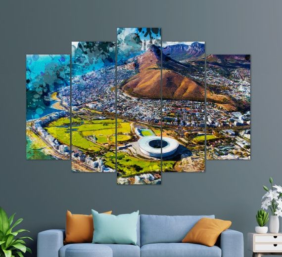 Popular Cape Town Wall Art Stampa Tela Città Del Capo Pittura In – Etsy Italia Throughout Town Wall Art (View 4 of 15)