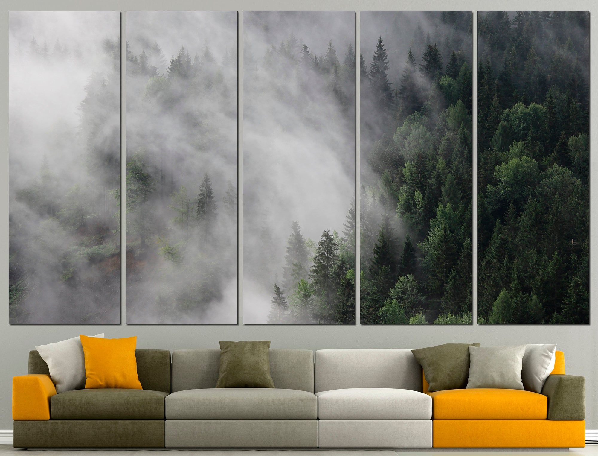 Popular Fog Wall Art Foggy Forest Art Forest Wall Art Fog Wall Decor – Etsy Within Mountains In The Fog Wall Art (View 7 of 15)
