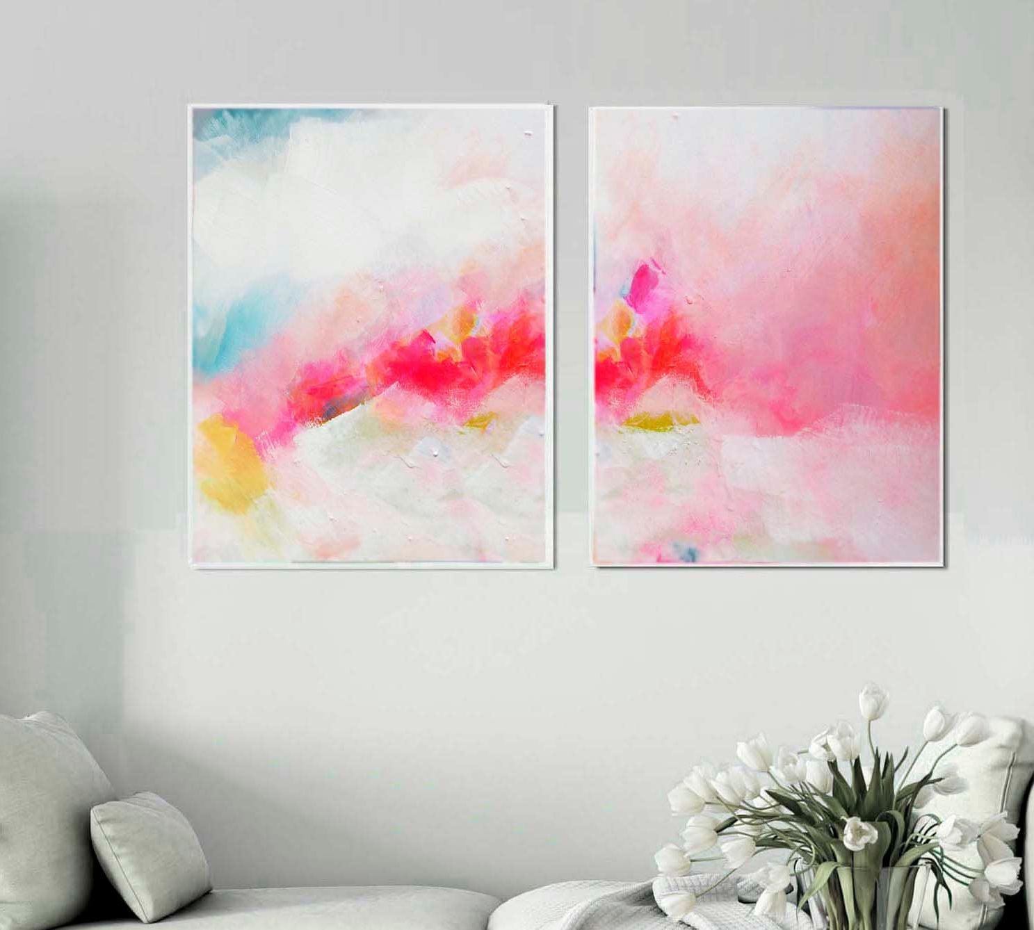 Popular Miami Pink Sky Set Fine Art Print Set, White Aesthetic Home Office Decor,  Beautiful Wall Art, Uk Intended For Pink Sky Wall Art (View 7 of 15)