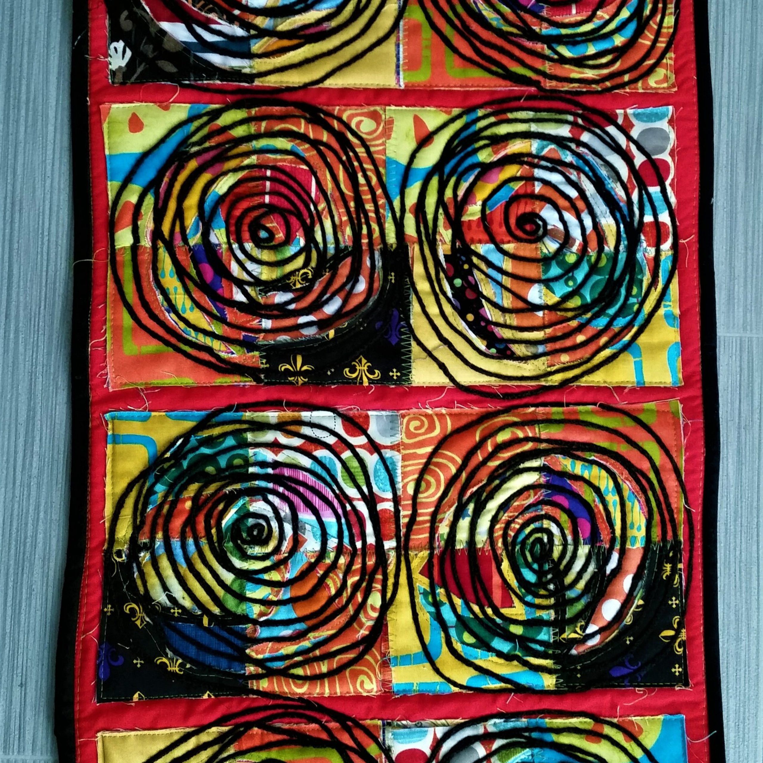 Popular Spiral Circles Wall Art Inside Crazy Quilt Art Quilt Circles Spiral Design Multi Color Wall – Etsy (View 15 of 15)