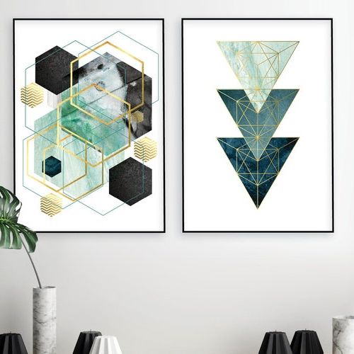 Popular Teal Hexagons Wall Art Pertaining To Teal Downloadable Prints Geometric Wall Art Abstract – Etsy (View 11 of 15)
