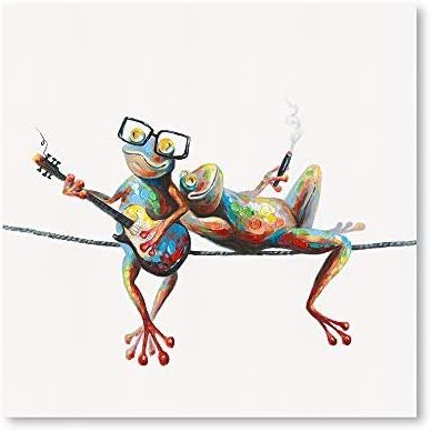 Preferred Amazon: Canvas Frog Wall Art Decor: 24"x24" Sideside Frogs With  Glasses Art Bedroom Wall Art Laundry Room Decor Kids' Room Decor  Inspirational Wall Art With Frame Easy Hanging With 1 With Regard To Frog Wall Art (View 4 of 15)