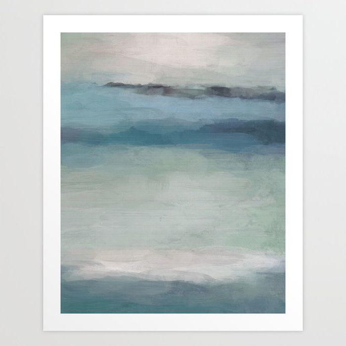 Preferred Light Sage Wall Art Intended For Dragons Teeth Maui – Abstract Painting, Light Blue, Teal, Sage Green Prints  Modern Wall Art Art Printrachel Elise (View 9 of 15)