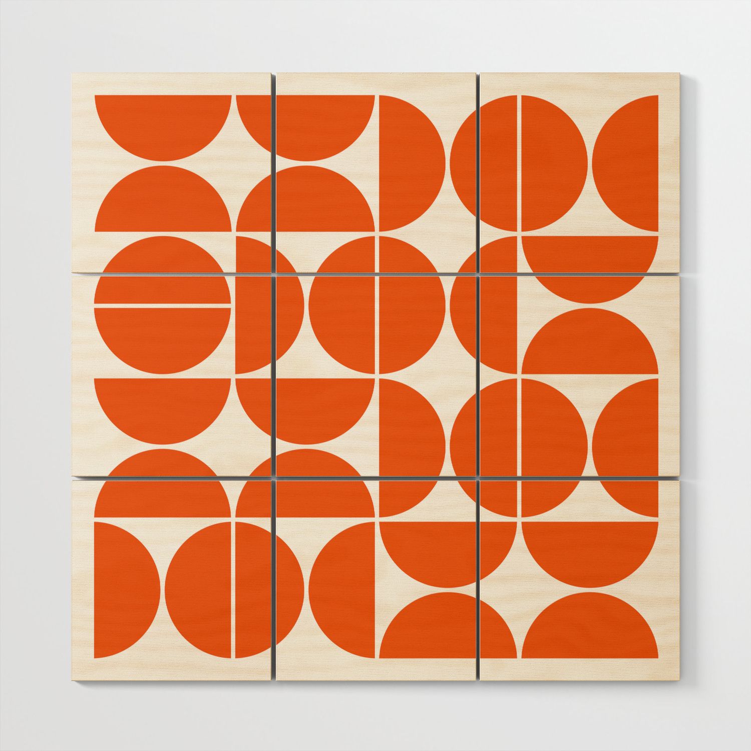 Preferred Mid Century Modern Geometric 04 Orange Wood Wall Artthe Old Art Studio (View 2 of 15)