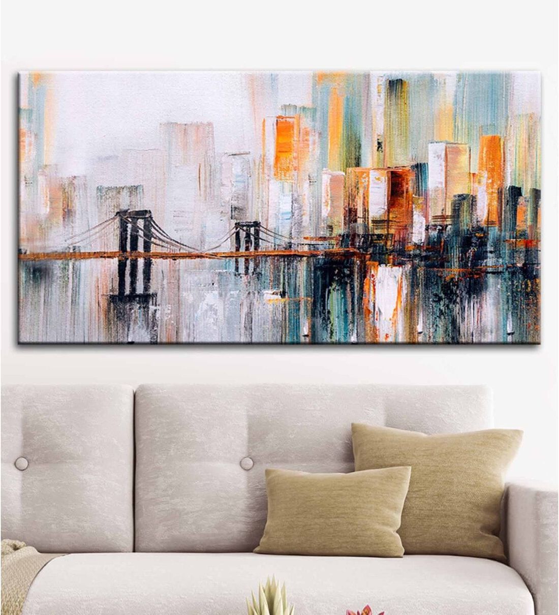 Preferred Modern Art Wall Art In Buy Bridge Abstract Modern Art Canvas Printed Painting With Wood Frame Wallmantra Online – People & Places Art Prints – Art Prints – Home Decor –  Pepperfry Product (View 14 of 15)